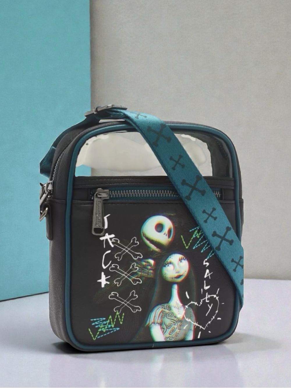 Disney Parks Loungefly Jack & Sally Nightmare Before Christmas Crossbody Bag